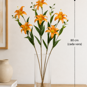 VARA MINI LILIUM X 3 FLORES 80 CM NARANJA
